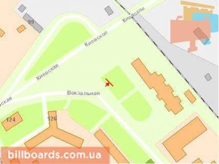 Билборд A в Житомире Привокзальная пл, 1, правый, из центра схема