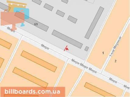 Билборд A в Хмельницком, Щит 3x6  Миру пр, 71 / 1, тр магістраль, навпроти маг "Медтехніка"! Увага, розмір 2980 х 5980! схема