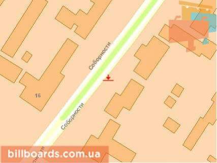 Билборд B в Луцке, 3x6  Соборності просп, 9, в центр схема