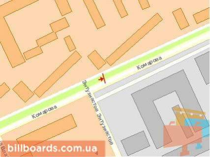 Билборд B в Черновцах, Щит 3x6  Комарова вул, 8, в центр схема