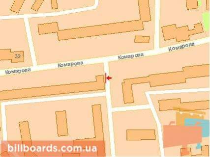 Білборд, Бігборд (Борд)  A у Чернівцях, Щит 3x6  Комарова вул, 33, верхній, в центр схема