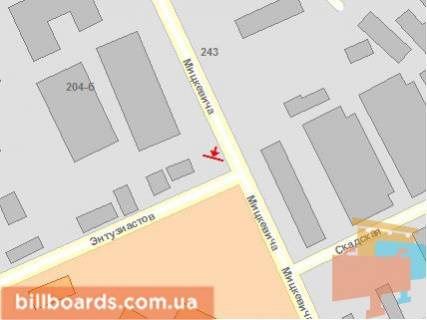 Билборд A в Черновцах, Щит 3x6  Головна вул / Ентузіастів вул, з центру схема