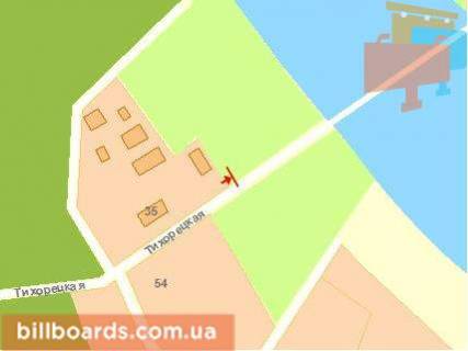 Билборд B в Черновцах, Щит 3x6  Січових Стрільців вул, міст, виїзд з міста схема