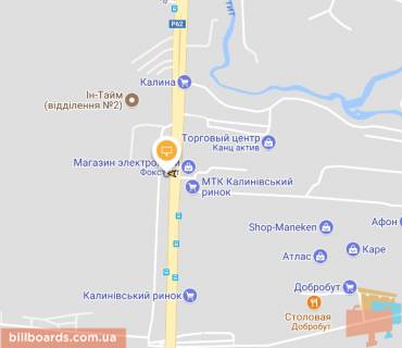 Билборд A в Черновцах, Щит 3x6  Калинівська вул, 6 ліворуч, в центр схема