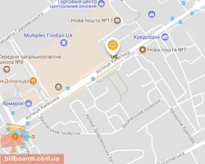 Билборд A в Житомире, Щит 3x6  Київська вул, 77 із центру схема