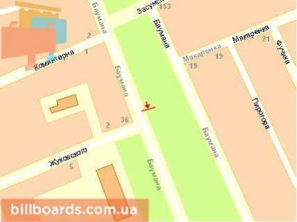 Білборд, Бігборд (Борд)  B у Сумах Баумана вул, в центр схема