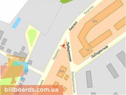 Билборд B в Сумах, Щит 3x6  Кондратьєва Герасима вул / Лебединська вул, з центру схема