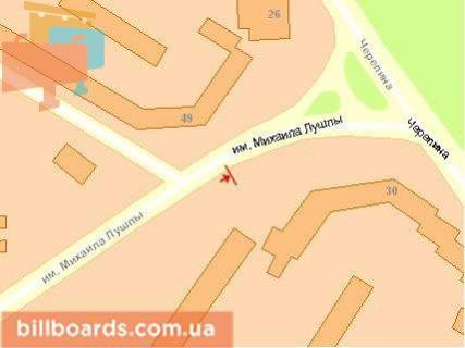 Билборд A в Сумах, Щит 3x6  Лушпи М пр, нижній, з центру схема