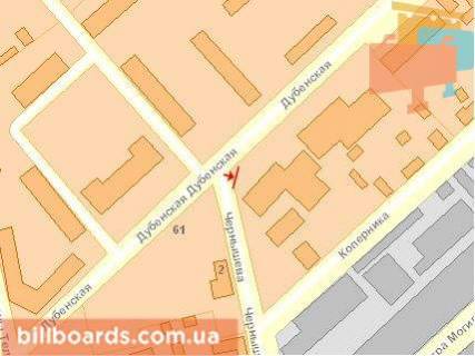 Билборд A в Ровно Дубенская ул / Чернышова ул, в центр схема