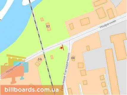 Білборд, Бігборд (Борд)  A у Івано-Франківську, Щит 3x6  Надрічна вул / Сагайдачного вул, від переїзду схема