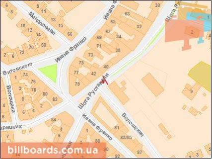 Ситилайт A в Львове, Сітілайт 1.2х1.8  Руставелі Ш. вул., 42 схема