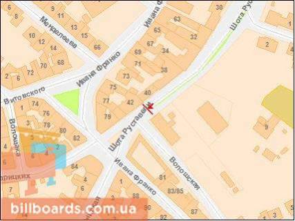 Ситилайт B в Львове, Сітілайт 1.2х1.8  Руставелі Ш. вул., 42 схема