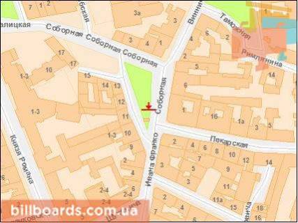 Ситилайт A в Львове, Сітілайт 1.2х1.8  Соборна. Пл. схема