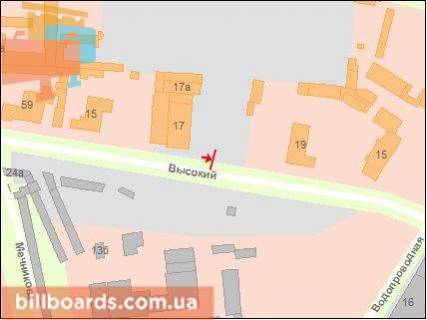 Билборд B в Одессе, Щит 3x6  Високий пр. - Мечникова вул. схема
