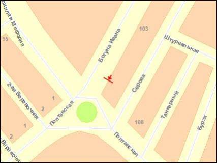 Билборд B в Херсоне, Щит 3x6  Цурюпи пл / Івана Богуна (Ілліча) вул схема