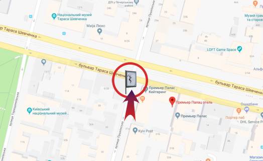 Ситискролл A в Киеве, 1,2х1,8  Пушкінська вул./Тараса Шевченка булв. (Прем'єр Палац) схема