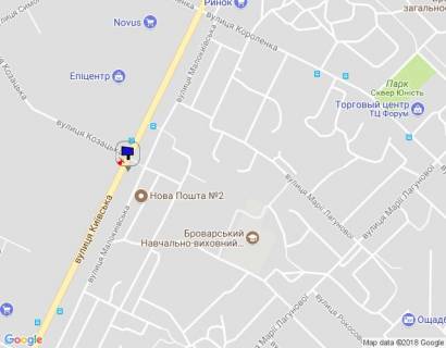 Билборд A в Бровары, 6х3  м.Бровари, вул.Київська, 302 (Нова пошта, напроти Епіцентр) схема