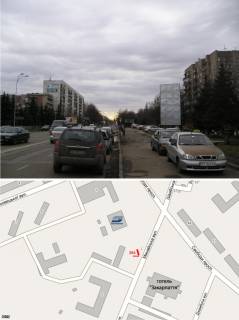 Білборд, Бігборд (Борд)  A у Ужгороді, 6х3  вул. Минайська (4 полоси руху, ТЦ"Україна", "Укртелеком", Готель " Закарпаття",Київстар, Вокзали,"Сільпо") вертивальний 6х3м. Фото 1