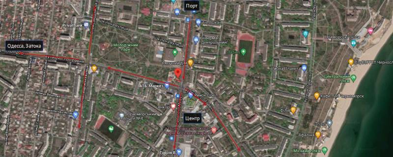 Билборд A в Черноморск (Ильичевск), А  Миру\ вул. 1 травня схема