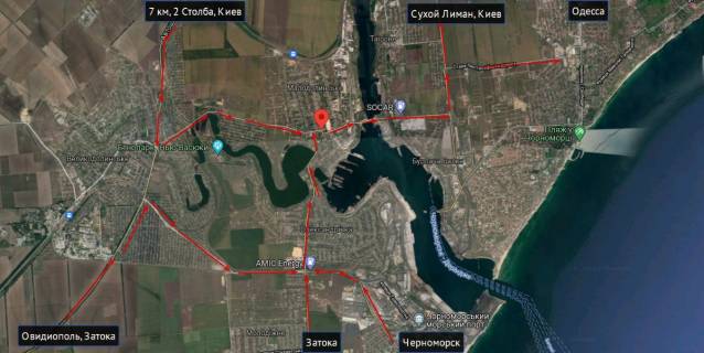 Білборд, Бігборд (Борд)  B у Малодолинську, Б  Малодолинське Траса Одеса - Затока Район Чорноморського торгівельного порту (3-грані) схема