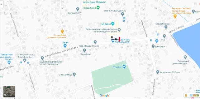 Білборд, Бігборд (Борд)  B у Петропавлівська Борщагівка, Board 3x6м  вул. Соборна, 61-45 \вул. Шкільна, 2, поруч "Церква святого Симеона Стовпника (УПЦ)",  Школа Бойового Гопака "Шаблезуб",  в Київ схема