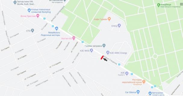 Билборд B в Киеве, Board 3x6м  ул.Стеценко, возле АЗС "WOG", напротив АЗС "AMIC" схема