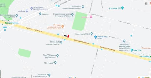 Білборд, Бігборд (Борд)  B у Києві, Board 3x6м  просп. Берестейський (Перемоги), 66, в центр (м. Шулявська) схема