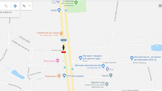 Білборд, Бігборд (Борд)  A у Києві, Board 3x6м  ул. Б.Окружная / заправка "БРСМ", ТЦ "Диамант", р-н "Верховина" в напр. Одесской пл. схема