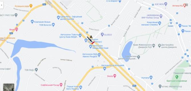 Призматрон, Призма A у Києві, Prismavision 3х6  ул. Б.Окружная /(ав-н Lexus) - поворот на Вишневое - напр. на Одеську пл. - 453366 схема