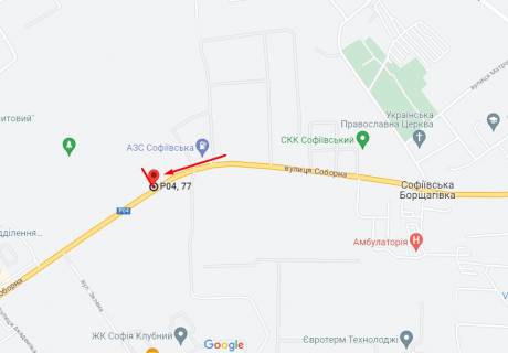 Білборд, Бігборд (Борд)  A у Софіївській Борщагівці, 6х3  с. Софіївська Борщагівка, вул. Соборна, 120, в напрямку з Києва, сторона А схема