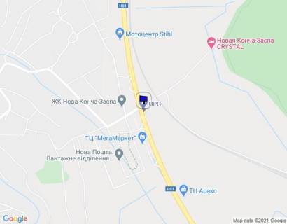 Билборд B в Ходосовке, 6х3  с. Ходосівка, 26 км, Новообухівське шоссе, 1 на світлофорі( напроти ТЦ "Мега Маркет") в Обухів схема