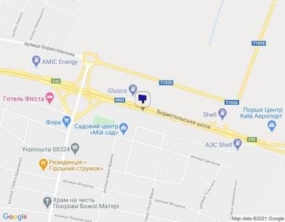 Билборд A в Горе, 6х3  с. Гора, 15 км, Бориспільске шосе, автобусна зупинка "с. Гора" в напрямку а/є "Бориспіль" схема