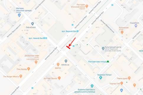 Ситискролл B в Киеве, 1,2x1,8  Верхній Вал. 12/28, руз в напрямку вул. Воздвиженська схема
