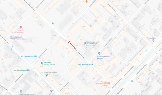 Сітіскролл A у Києві, 1.2x1.8  Межигірська вул. 34, рух в напрямку вул. Щекавицька схема