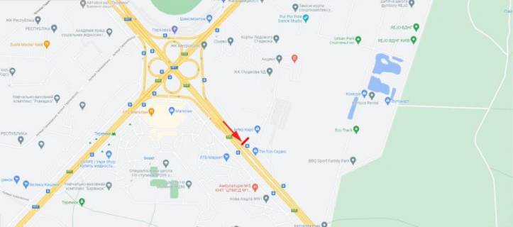 Билборд B в Киеве, 5,76x2,86  Заболотного академіка вул. 3, супермаркет "АТБ", рух в напрямку з Києва схема