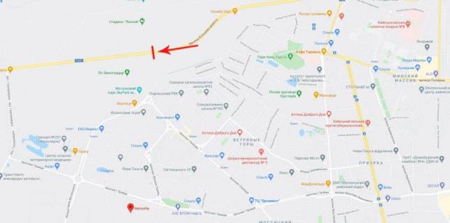 Нестандарт A в Киеве, 8x2  Міст пішохідний через Велику Кільцеву дорогу, рух  в напрямку до Гостомелю (праворуч) схема