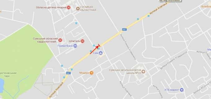 Билборд B в Сумах Ковпака вул., перехрестя схема