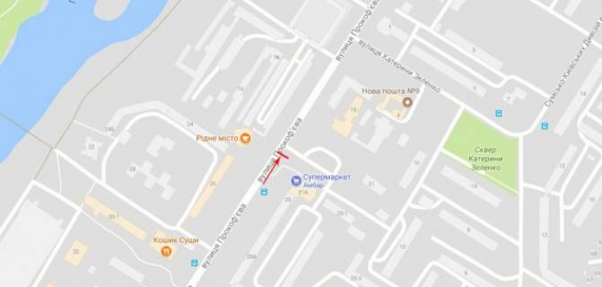 Билборд A в Сумах Прокоф'єва вул. 25 схема