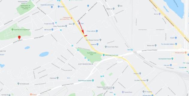 Призматрон, Призма B у Києві, 3x6  Скляренко вул., на перехресті з Куренівської вул., світлофор, в центр - 319084 схема