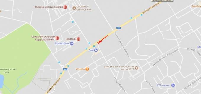Билборд B в Сумах Ковпака вул. схема