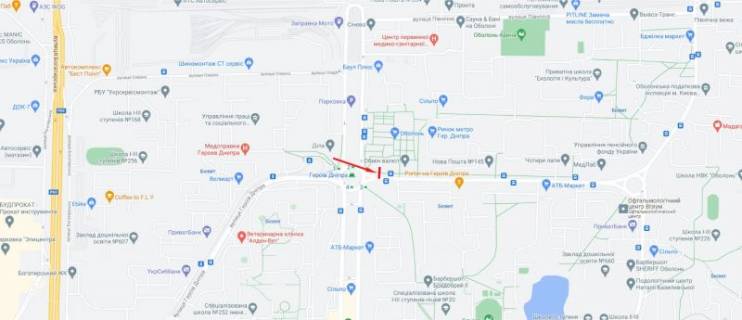 Білборд, Бігборд (Борд)   у Києві, 3x6  50.5227186148, 30.5002737756, схема