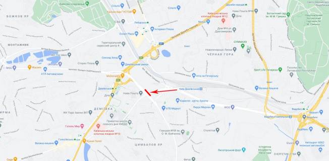 Нестандарт A у Києві, 8x2  Науки пр-т 8, рух в напрямку  Деміївської пл. схема