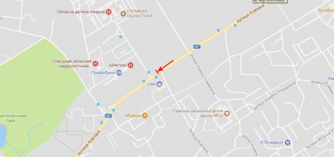 Білборд, Бігборд (Борд)  A у Сумах Ковпака вул., перехрестя схема