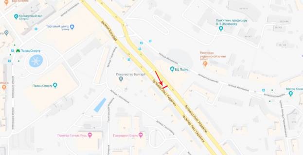 Ситилайт A в Киеве Лесі Українки бульв. 6 бульварна частина схема