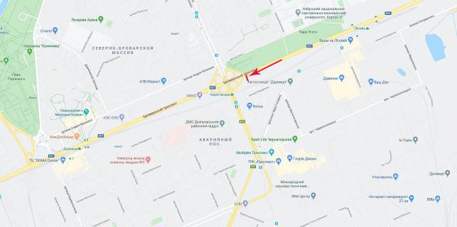 Бэклайт B в Киеве Броварський пр-т схема
