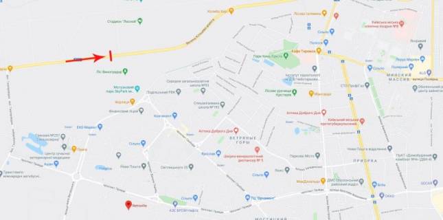 Нестандарт A у Києві, 8x2  Міст пішохідний через Велику Кільцеву дорогу, рух в напрямку до площі Т. Шевченка (праворуч) схема