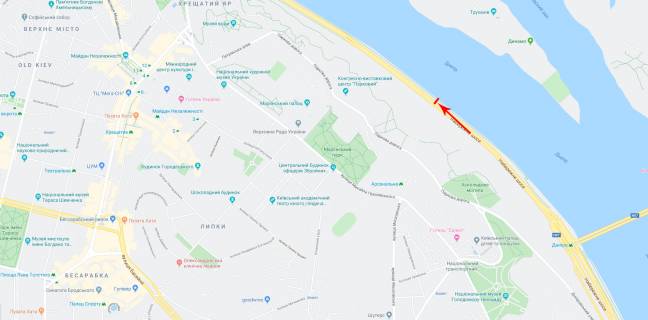Скроллер A в Киеве Набережне шосе 14 навпроти  - 435800 схема