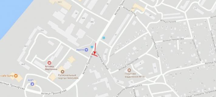 Билборд B в Сумах Прокоф'єва вул. 32 схема