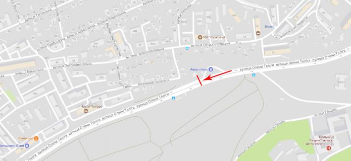 Нестандарт A в Киеве Теліги О. вул., в районі АЗС схема