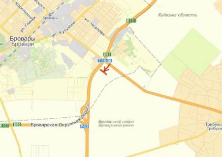 Білборд, Бігборд (Борд)  B у Бровари, 3x6  виїзд з Києва, до Чернігова, до котедж. Містечка Княжичі 27 км схема